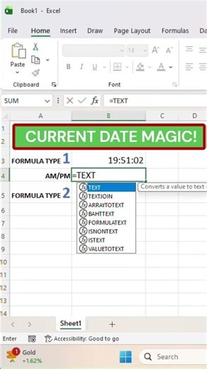 How to Insert Current Time in Excel | Time Magic in Excel | Excel Current Time Formula #Shorts