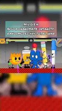 BFDI X II Randomized 4v4 Total War | M.U.G.E.N #mugen #bfdi #inanimateinsanity #objectshow #shorts
