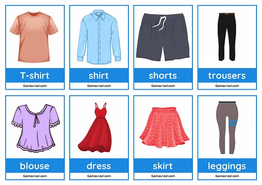 Free Clothes Flashcards For Kids | Games4esl