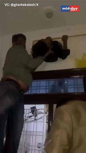 In an unusual incident in Kota, a burglary attempt was thwarted when a thief became trapped in a kitchen exhaust fan while trying to enter a house. The residents discovered him after returning from a temple visit, alerted neighbours, and informed the police, who rescued and arrested the accused. VC: gharkekalesh/X | MiD DAY