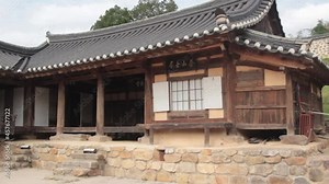Gyeongju, South Korea - December, 2017 : there is famous village which was listed as world historic heritages by UNESCO. The sceneries of Yangdong village which is guessed to be built in 15th century Stock Video