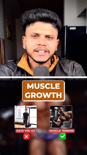 Aakash Garg || Body Transformation Coach on Instagram: "⚠️ Read the caption ⚠️ ✅ Muscle grows from tension, not gym attendance. Growth is triggered by mechanical tension and progressive overload — not by training 6–7 days a week. ✅ Weekly volume matters more than frequency. If total weekly sets are equal, training a muscle 2× per week builds similar muscle as higher frequencies. ✅ 10–20 hard sets per muscle per week is the real target. Not random workouts. Not junk volume. Quality sets close to
