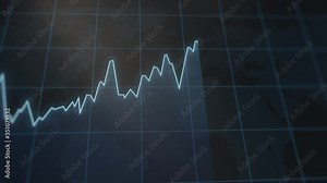 Dynamic animation of growing graph. Business success. Currency rate or income visualization. Economic infographics. Data analysis. Global economy increase. Blue colored financial footage in 4K