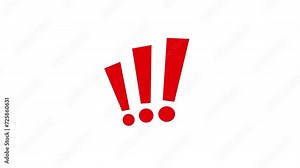 exclamation marks, stop motion animation on a white background. Comic animated exclamation point . Green screen. The exclamation mark is cartoonish.