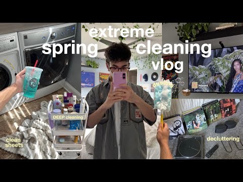 extreme spring cleaning vlog 🧺 laundry, decluttering, vacuuming, dusting, bathroom, + organizing
