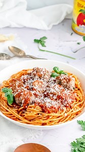 A classic like spaghetti and meatballs just can’t be beat — we usually make ours with sausage too, poached in the sauce before pan frying so it absorbs that tomato flavor while staying nice and crisp! ⁠Perfect with a loaf of mini bread too! ⁠ 🔗: Find the full recipe at the link in my bio (@the.practical.kitchen) or on ThePracticalKitchen.com!⁠ ⁠ https://thepracticalkitchen.com/spaghetti-and-meatballs-for-days/ | The Practical Kitchen