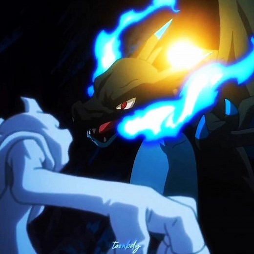 Red's Mega Charizard X VS Mewtwo | Pokémon Origins #anime #pokemon #shorts #charizard