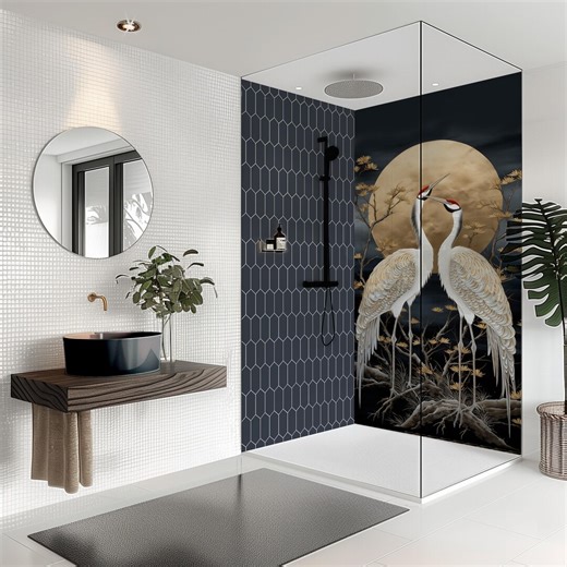 Oriental Midnight Waterproof Shower Panel, Grout-free Bathroom Wall Cladding - Etsy