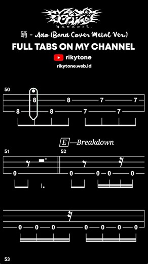 【BASS TAB】HANABIE. 花冷え。 - 踊 - ADO (BAND COVER METAL VER.) | WITH PDF FILE #shorts #basstabs