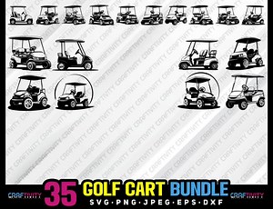 Golf Cart Clipart Bundle, Vector Cut Files (svg, png, jpg, eps, dxf)