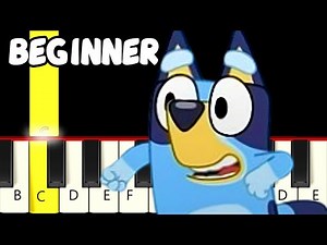 Bluey Theme Song - Only White Keys - Fast and Slow (Easy) Piano Tutorial - Beginner