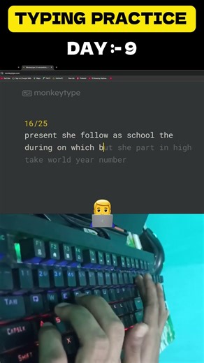 Day 9 of 90 WPM Challenge 🔥 Progress is Real! #typing #shorts