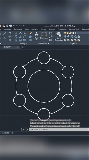 how to use polar array autocad 2d drawing #cadcamtechstudy