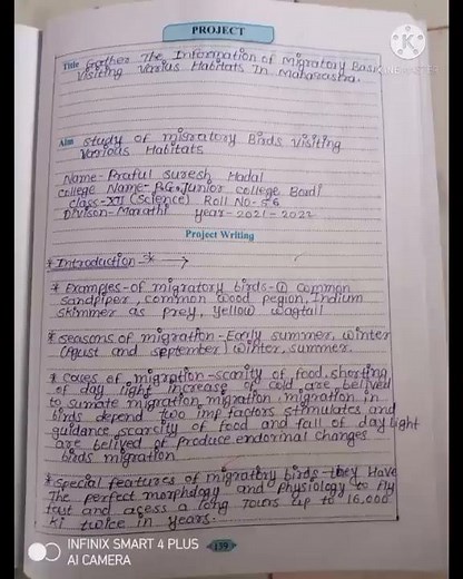 12th class biology project no.14 Gather the information of migratory birds visiting various habitats