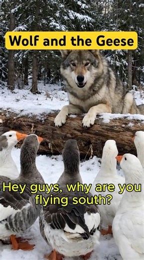 Wolf and the Geese #ai #neural network #funny #funnyanimals #geese #wolf #shorts