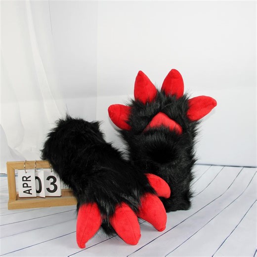 Handmade Custom Dragon Claw Fursuit Paws, Black Red Cosplay Claws - Etsy