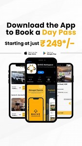 Tired of the café chaos? Find your focus at BHIVE with a Day Pass starting at just Rs.249 Get access to inspiring workspaces, fast Wi-Fi and unlimited coffee, to keep you going all day long! Download the BHIVE app today & get started - Link in bio! [BHIVE, Coworking Space, Day Pass, Productivity, Office Solutions] | BHIVE Workspace