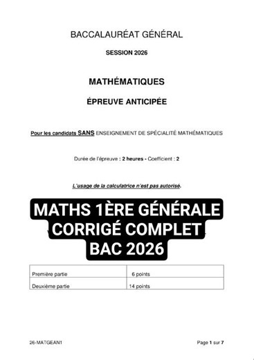 2026 North America 11th Grade General Math Baccalaureate Answer Key | Full Correction