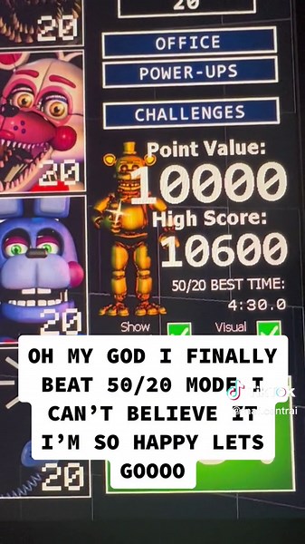 I Finally Beat 50/20 Mode in Ultimate Custom Night! Happy Celebration!