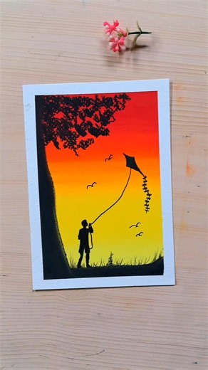 kite flying drawing #drawing #shorts #art #painting #youtubeshorts