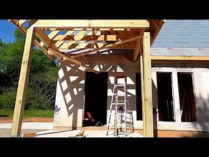 Installing a gable covered front porch and concrete patios! Building a Cottage. Episode 18