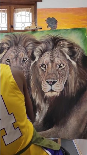 realism acrylic lion painting #lion #painting #wildlife #art #africanartists