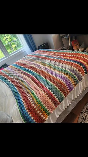 Learn how to make this Primavera Blanket. You only need to know 1 crochet stitch! Follow me at @yarn-over with Judy | Judy Leclerc