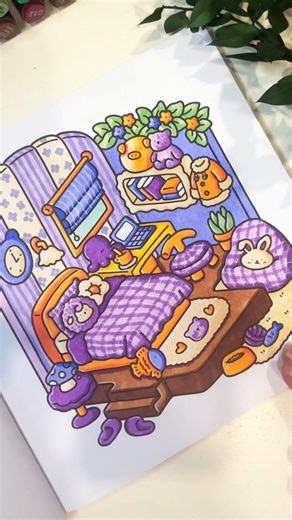 Satisfying Coloring I Adorable Room #shorts