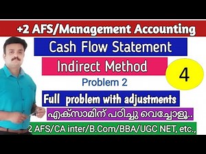 Cash Flow Statement/Indirect method/Full Problem with adjustments/Malayalam