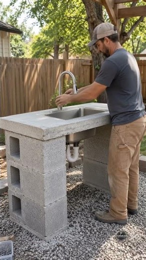 I Built an Outdoor Sink Using Cinder Blocks | DIY Backyard Makeover