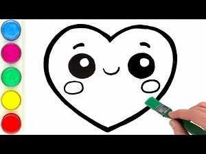 Cute Heart Drawing, Painting and Coloring for Kids & Toddlers | Kids' Drawing Videos - Videos For Kids