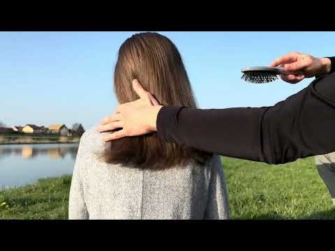Nature and green grass 🌱 brushing my hair, windy day 💨, real person (ASMR)