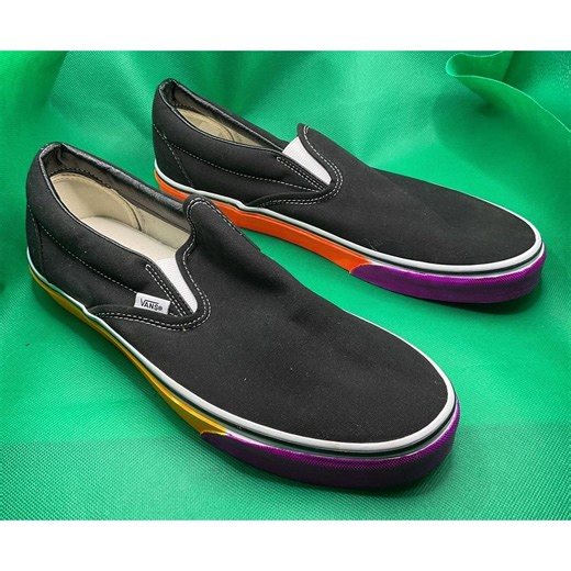 Vans Slip-on Canvas Shoes Black Multicolor Size 10.5 Men's - Etsy