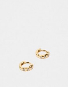 Orelia tiny pave micro hoop huggie earrings in 18k gold plated | ASOS