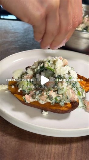 Emily English on Instagram: "Prepable superfood protein fillings for healthy lunches You guys love my prepable lunch series and im back with another time-saving recipe for you to whip up a healthy high protein meal in minutes. This is my prawn tartare mix, perfect for loading into a sweet potato, sandwich or dolloping onto a salad. Swap the prawns for cooked salmon and any fish you like to suit you. Mix and store in the fridge for up to 2 days. My Tupperware is @blackblumdesign and I have a code