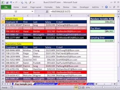 Excel 2010 Statistics 68: Construct Sampling Distribution Of Samples Means (Xbar)