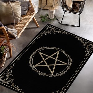 Pentagram Area Rug – Gothic Occult Witchy Carpet, Black Wiccan Altar Rug, Dark Aesthetic Home Decor for Witches & Pagans - Etsy