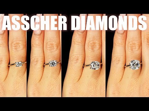 Asscher Cut Diamond Size Comparison on Hand Finger Engagement Ring Shape 75 Carat 2 ct 1 3 4 1 5