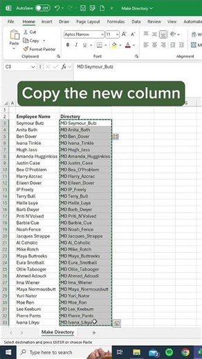 Make Directory w/ Excel‼️ #excel #exceltips #exceltutorial