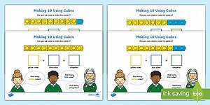 Interlocking Cubes Number Bonds of 10 Worksheets