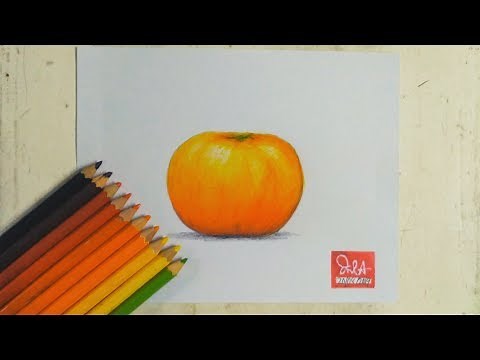 How to draw a Mandarin Orange with color pencils tutorial