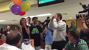 What a moment! What a surprise! We were at Methacton High School in Worcester, Montgomery County just a short time ago when Mr. Matt Alzamora, a history teacher, tried on special glasses that allow him to see color. He has been severely colorblind his entire life. His students raised the hundreds of dollars to buy the special glasses, and they surprised him with them today. It was great. He actually needs to work on the vocabulary for the colors- something we learned as toddlers. You'll see in t