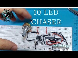 LED Chaser using ne555 timer and 4017ic on Breadboard | Dancing LED