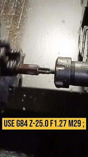 CNC Lathe Tapping with G84 | Fanuc Control 🔩🔩🔩 7/16 UNF TAPPING #cnc #tapping #fanuc