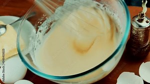 cooking a sponge cake . preparation of the dough