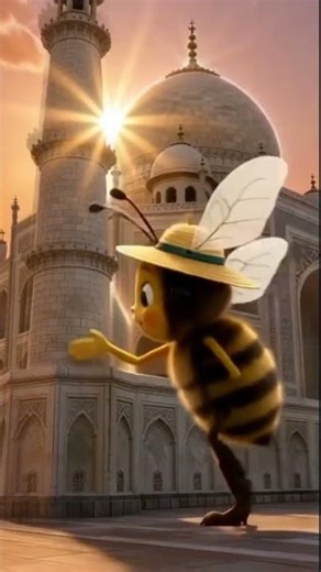 Cartoon Bee Cleans the Taj Mahal 🐝✨