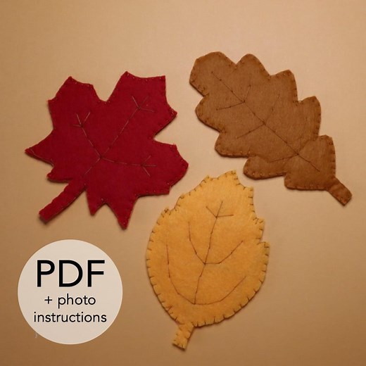 Fall Leaves Sewing Pattern | Simple Instruction Thanksgiving PDF Present Template Crafting Felt Gift Beginner Autumn Decoration DIY Ornament - Etsy