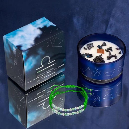 Libra Zodiac Candle With Crystal Bracelet, Soy Wax Jar Candle With Wooden Wick, Green Aventurine, Opal & Rose Quartz, Astrology Gift Libra - Etsy