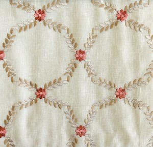 Coral Damask Curtain Panel: Custom Embroidered Medallion Drapery - Etsy