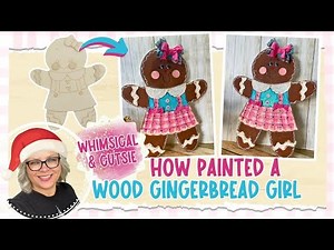 How I Painted a Wood Gingerbread Girl 🩵🎀 Whimsical and Cutsie ~|| Hand Painting || Hobby Lobby